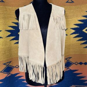 Vintage Sasson Suede Fringe Open Best. Medium. Boho Hippie Festival Wear. Rare.